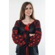 Boho Style Ukrainian Embroidered Folk  Blouse "Starry Sky" red on black